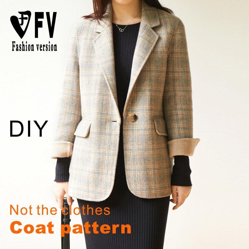 Female soil double-sided woolen short coat coat garment sewing drawings 1:1 pattern shop BWT-122