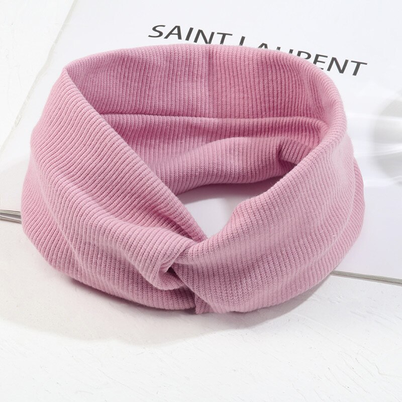 élastique noeud bandeaux sueur absorbant solide couleur bandeau pour femmes fille bébé coton croix cheveux accessoires: Rose