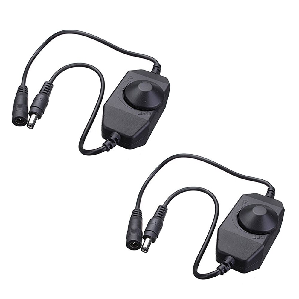 LED Dimmer Switch Brightness Adjust Controller DC plug for 3528 5050 5730 5630 Single Color Strip Light DC 12V 24V Black/White: 2pcs Black
