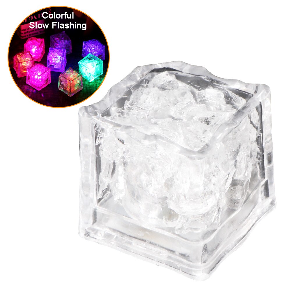 6 pièces lumière LED glaçons lumineux nuit lampe fête barre mariage tasse décoration brillant glaçons dans l'eau coloré clignotant glace: Colorful slow