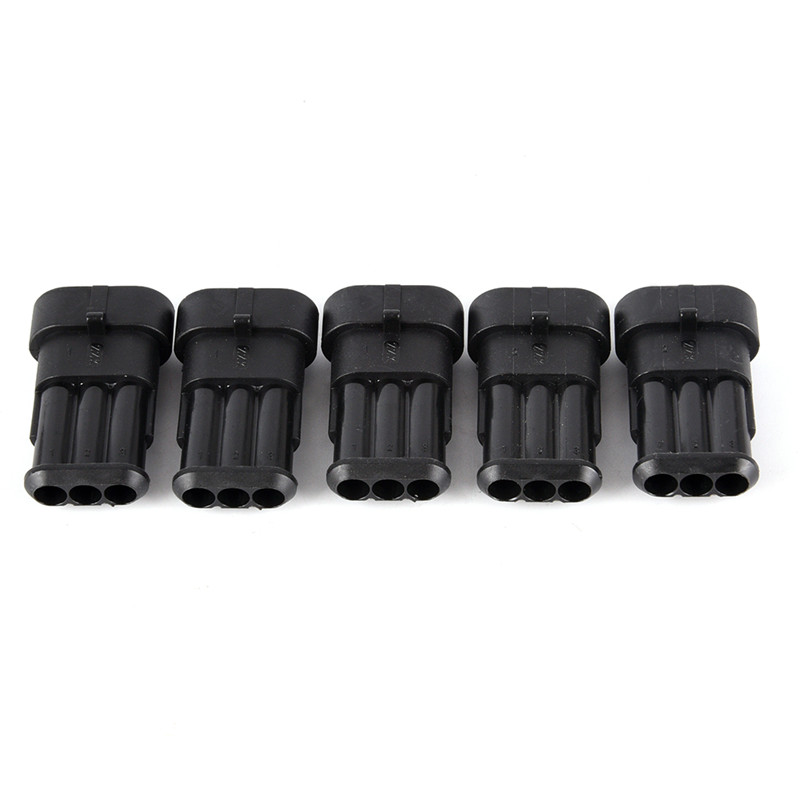 5set 3 Pin Way Sealed Waterproof Electrical Wire Auto Connector Plug Set for HID LED Light fog lamp Car Motorcycle