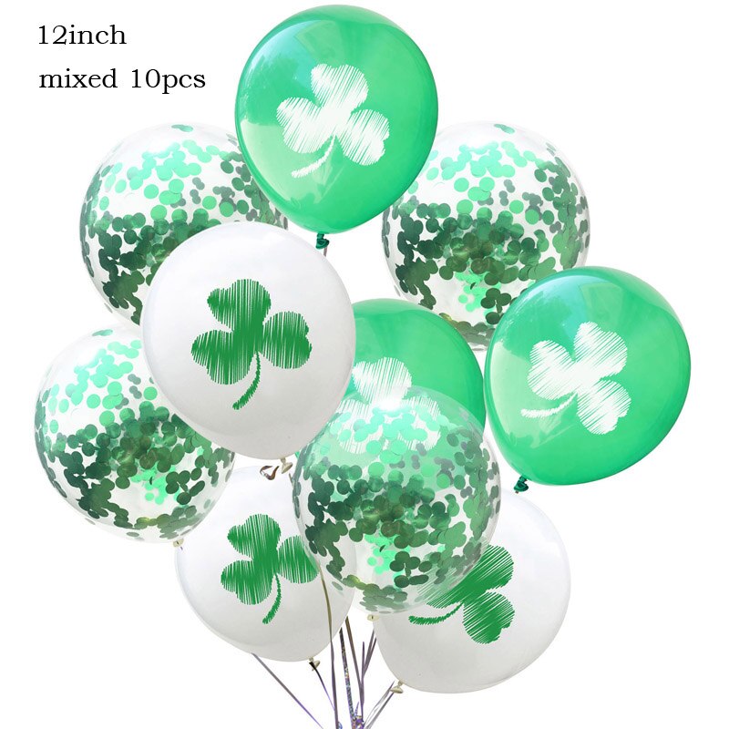 Leeiu St Patrick 's Day Decorations Green Clovers Banners Shamrock Lucky Irish Party Garlands Irish Festival Latex Balloons: 9
