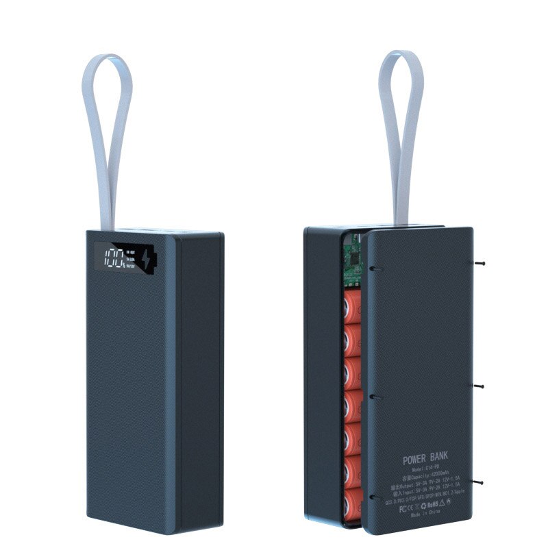 For Type C Micro Lightning 14*18650 Battery Holder Charging Box DIY Power Bank Cover Dual USB Diy Power Bank 18650 Battery Case