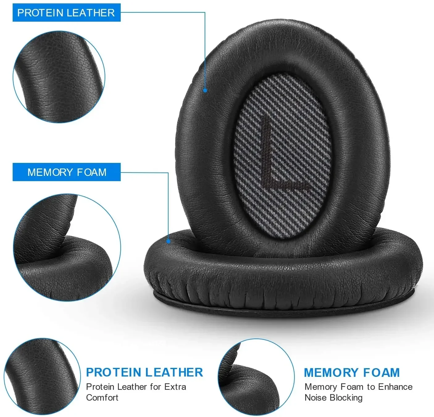 Replacement Earpads for BOSE QC35 for QuietComfort 35 & 35 II Headphones Memory Foam Ear Cushions with Crowbar