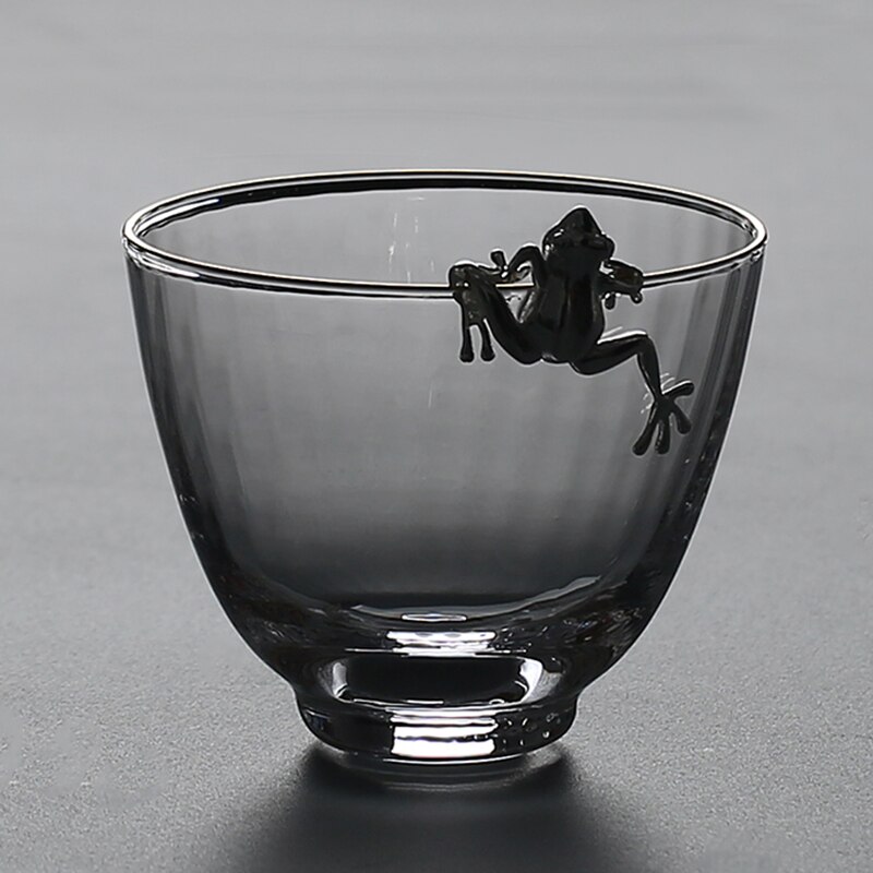 110ml japansk stil boutique klart glas kobber-nikkel sølv frø master cup tekop kung fu te sæt teskål rund skud glas: D