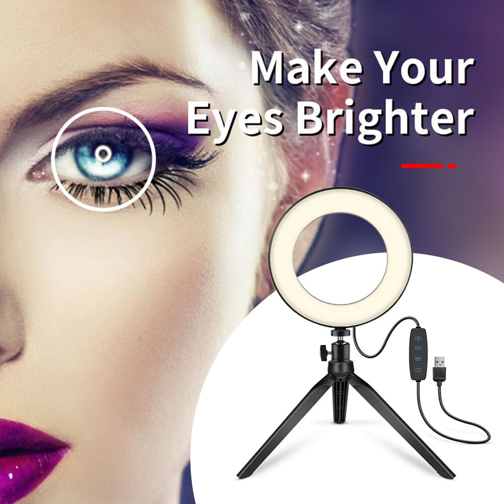 Video Makeup 6 inch LED Ring Light with Tripod + Phone Holder 3 Light Modes