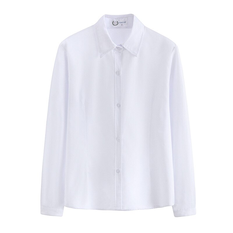 Japanse college-stijl puur overhemd vrouwelijk puntkraag uniform met lange mouwen student schooluniform klas uniform wit overhemd: Xl