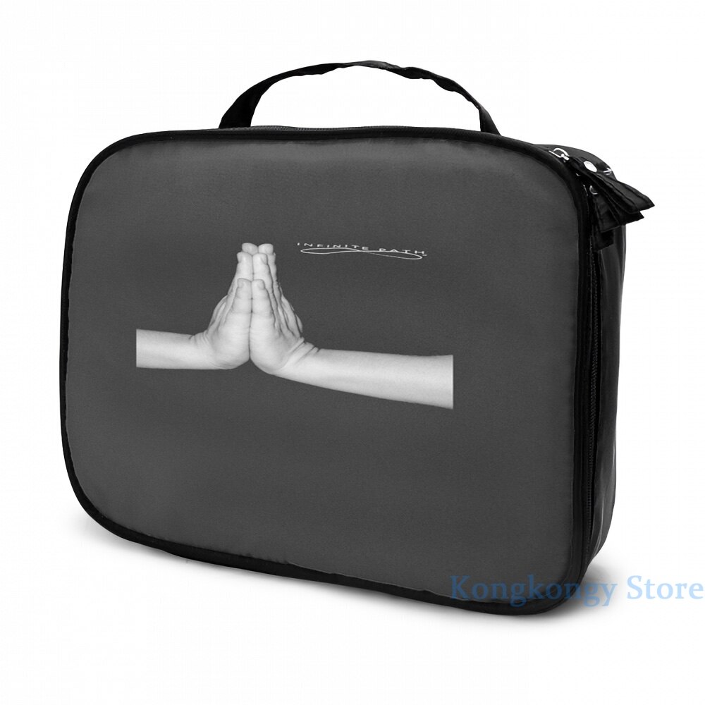 Divertido estampado gráfico Namaste (gesto de respeto) mochila con carga USB para hombres, mochilas escolares para mujeres, bolsa de viaje para ordenador portátil: Cosmetic bag