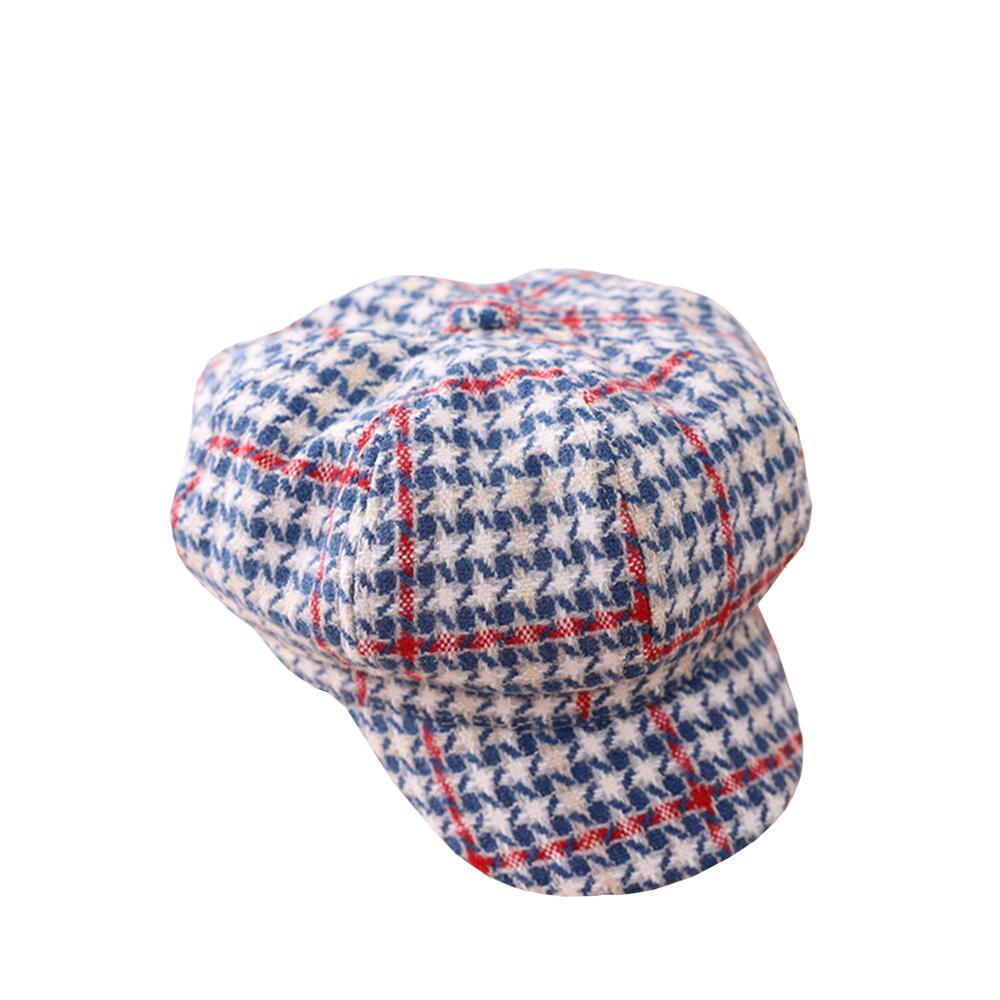 Niños chicos chicas Vintage comprobado Octagonal sombreros Newsboy gorra de taxista Otoño Invierno Visor Cap: Blue