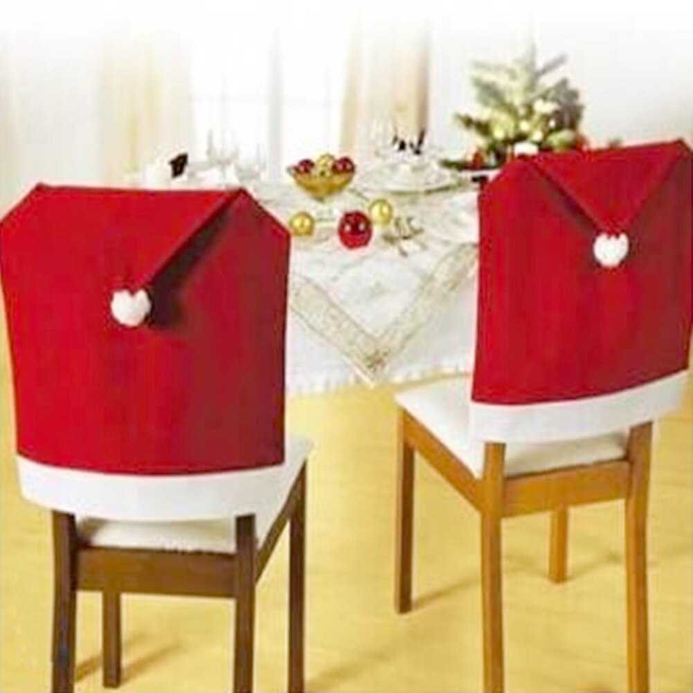 Stoel Cover Diner Eettafel Kerstman Sneeuwpop Rode Cap Ornament Stoel Terug Covers Christmas Decor Tafel Jaar Levert