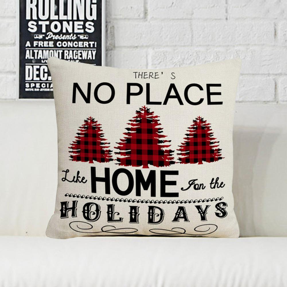 2022 Gelukkig Nieuwjaar Vrolijke Kerstversiering Linnen Kussenhoes Buffalo Rooster-Plaid Kussensloop Rendier Sokken Kussensloop