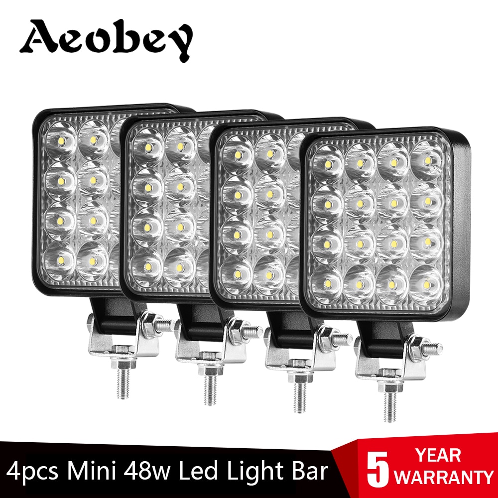 4pcs Car LED Work Light Bar 48W Offroad Work Light 12V Light 4x4 LED Tractor Headlight Spotlight for Truck ATV SUV Boat