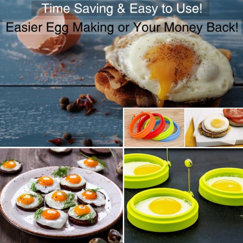 Molde de huevo frito silicona con mango redondo, moldes de huevo fritos antiadherentes para tortitas, utensilios de cocina, utensilios de cocina