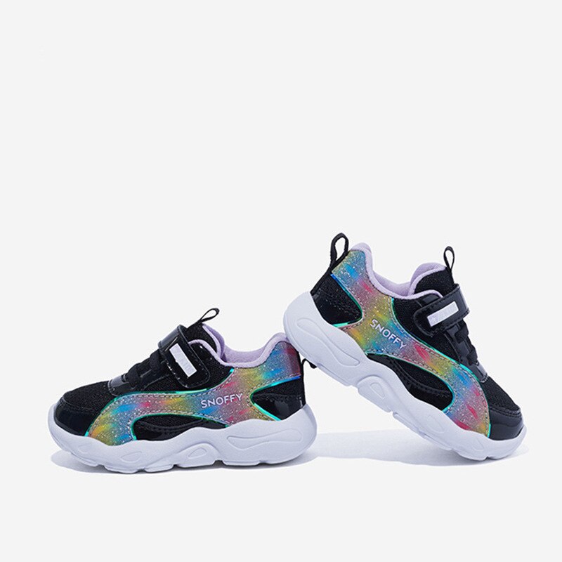 Nuevas zapatillas deportivas de primavera para niños, zapatillas de negras para niñas, zapatillas de deporte casuales con brillo para niños, zapatillas deportivas de malla para niños pequeños
