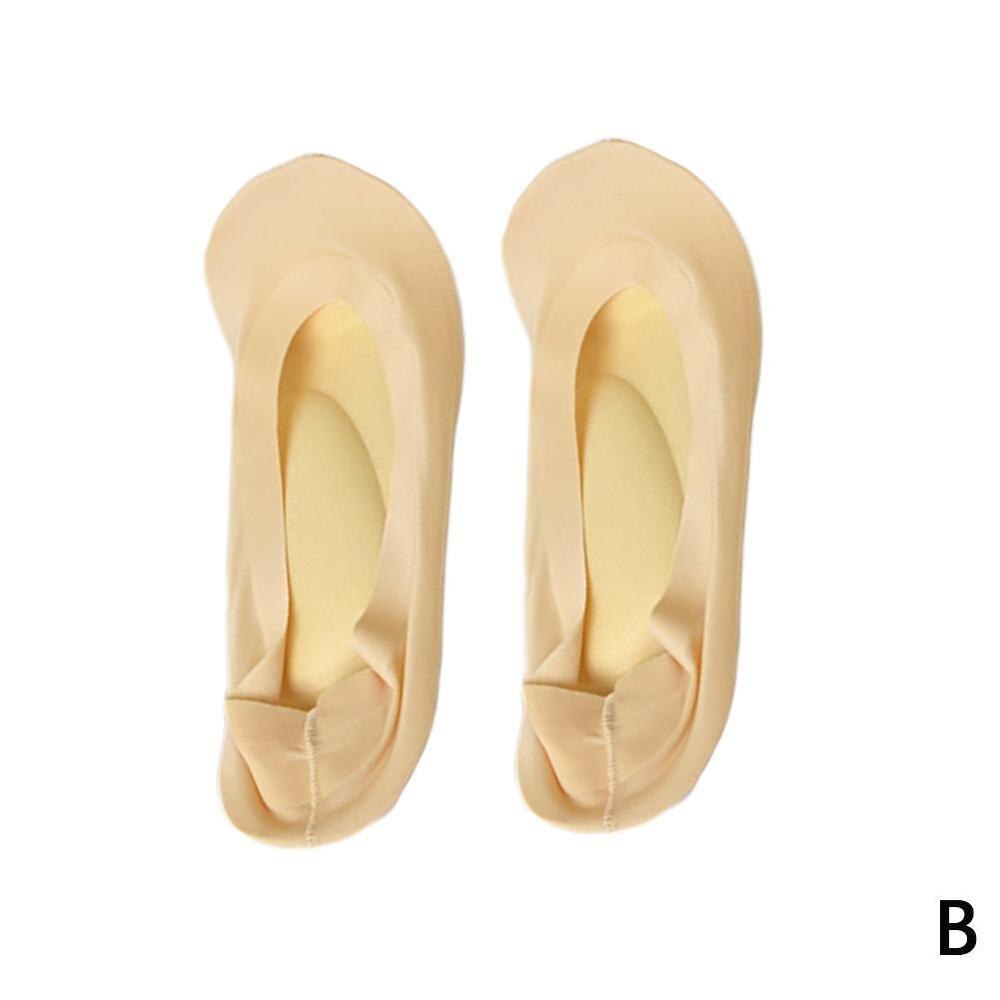 Calcetines 3D para mujer, 1 par, masaje cuidado de la salud, calcetines de seda helada, boca superficial, pantuflas invisibles de Gel de sílice: coffee