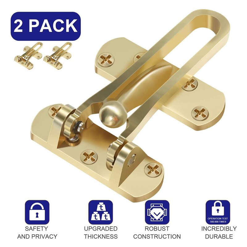 2 Pack Home Security Door Lock Front Door Locks for Kids, Home Reinforcement Lock for Swing-In Doors, Thicken Solid Aluminium Al