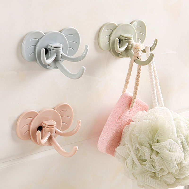 Elephant Nose 3 Hooks Useful Storage Wall Hanger Self Adhesive Hooks Door Sticky Hanger Home Office Bathroom Supplies