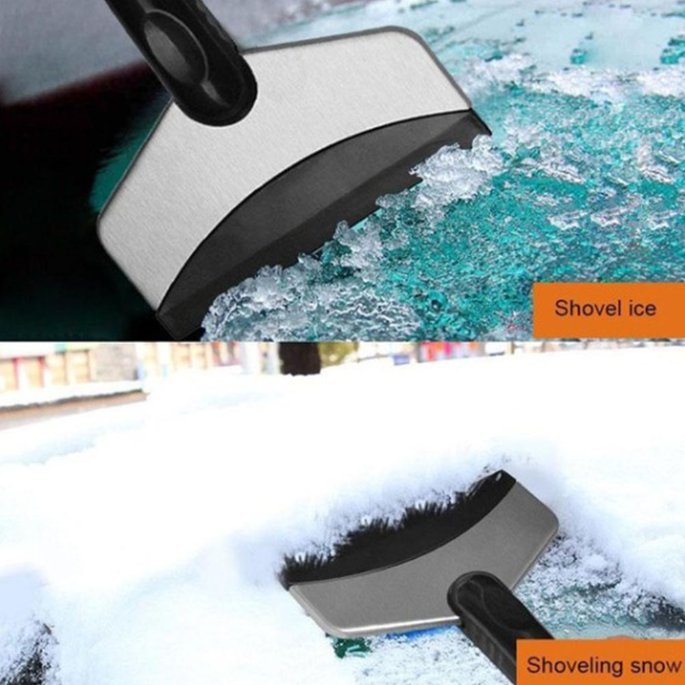 Grattoir à neige multifonction pour voiture avec pelle en acier inoxydable, outil pour enlever la glace en hiver