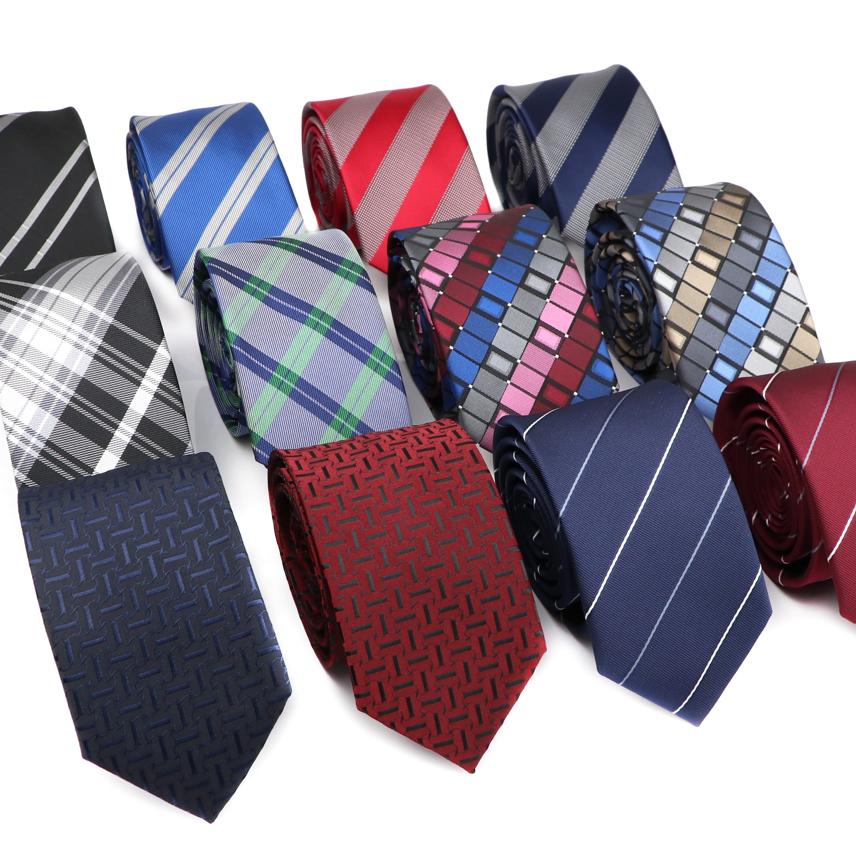 Corbata Negra a rayas para hombre, corbatas a cuadros de Color sólido de 6cm, azul y rojo, accesorios de uso diario, corbata, de de boda para hombre