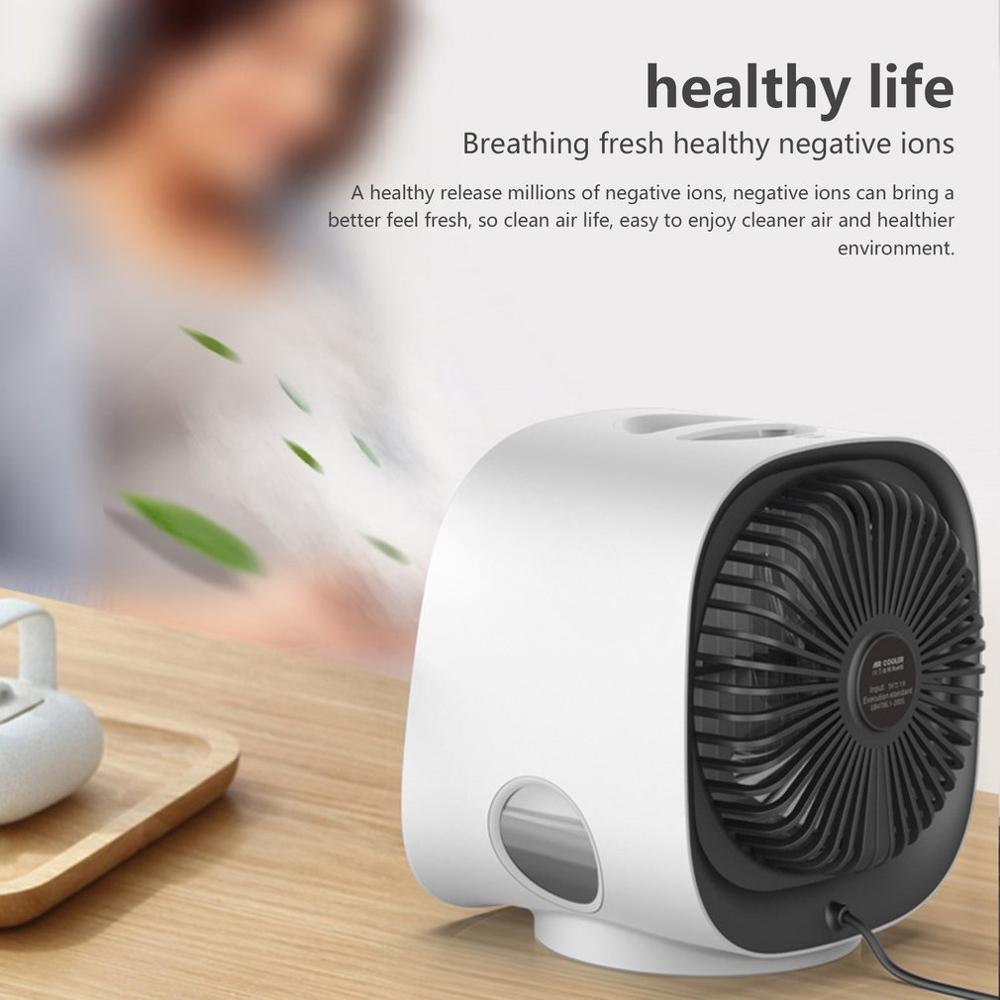 Mini Air Cooler Fan Desktop Air Conditioner with Night Light USB Water Cooling Fan Humidifier Purifier Multifunction Summer