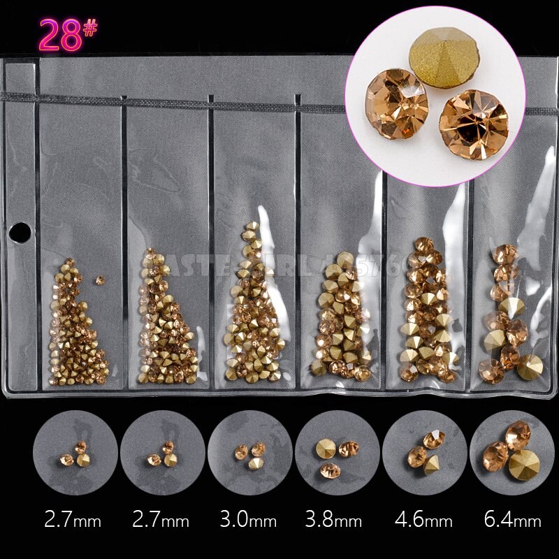 6 Gitter/Pack mischen 5 Größen Nagel funkeln V-Boden Scharf Diamant Edelsteine Arylic Nagel Kunst Strass Juwel dekorationen Manikübetreffend DIY GZ: GZZ28