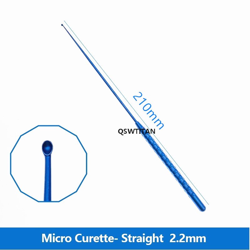 Micro Nerve pull Hook Titanium Micro Spatula Dissectors Micro Curette 21cm Vessel Hook: Micro Curette -S