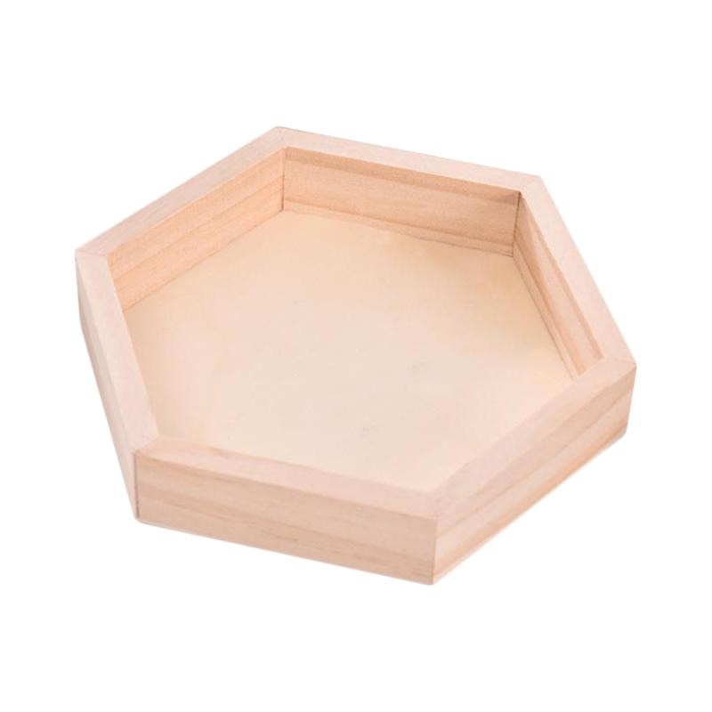 3 stk /1pc træ smykker opbevaringsbokse armbånd halskæde display bakke plade sekskant trækasser arrangør fade bakke: 1pc 17.3cm
