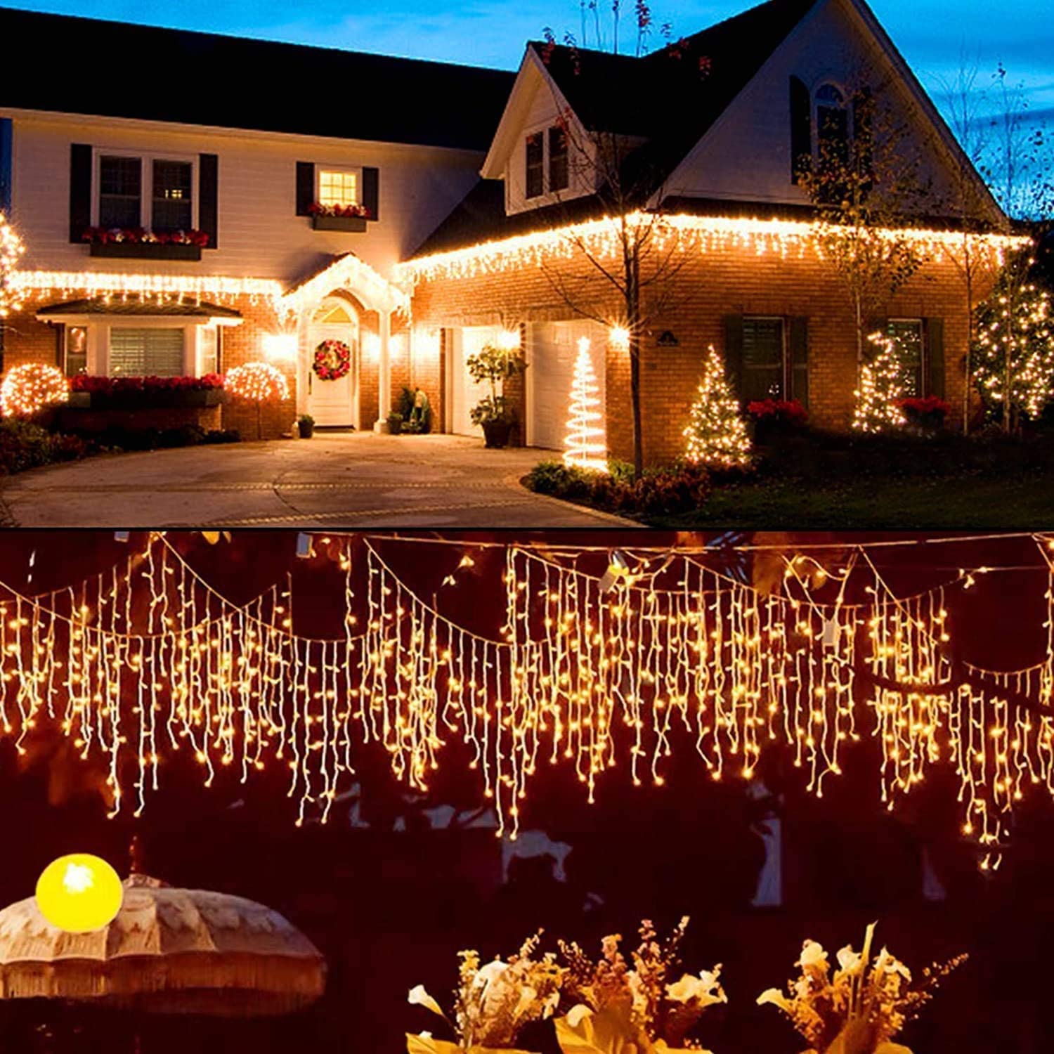 4.6m led julelys utendørs innendørs krans streng fe lys gate istapper gardin 0.4-0.6m hage hjem deco 110-220v
