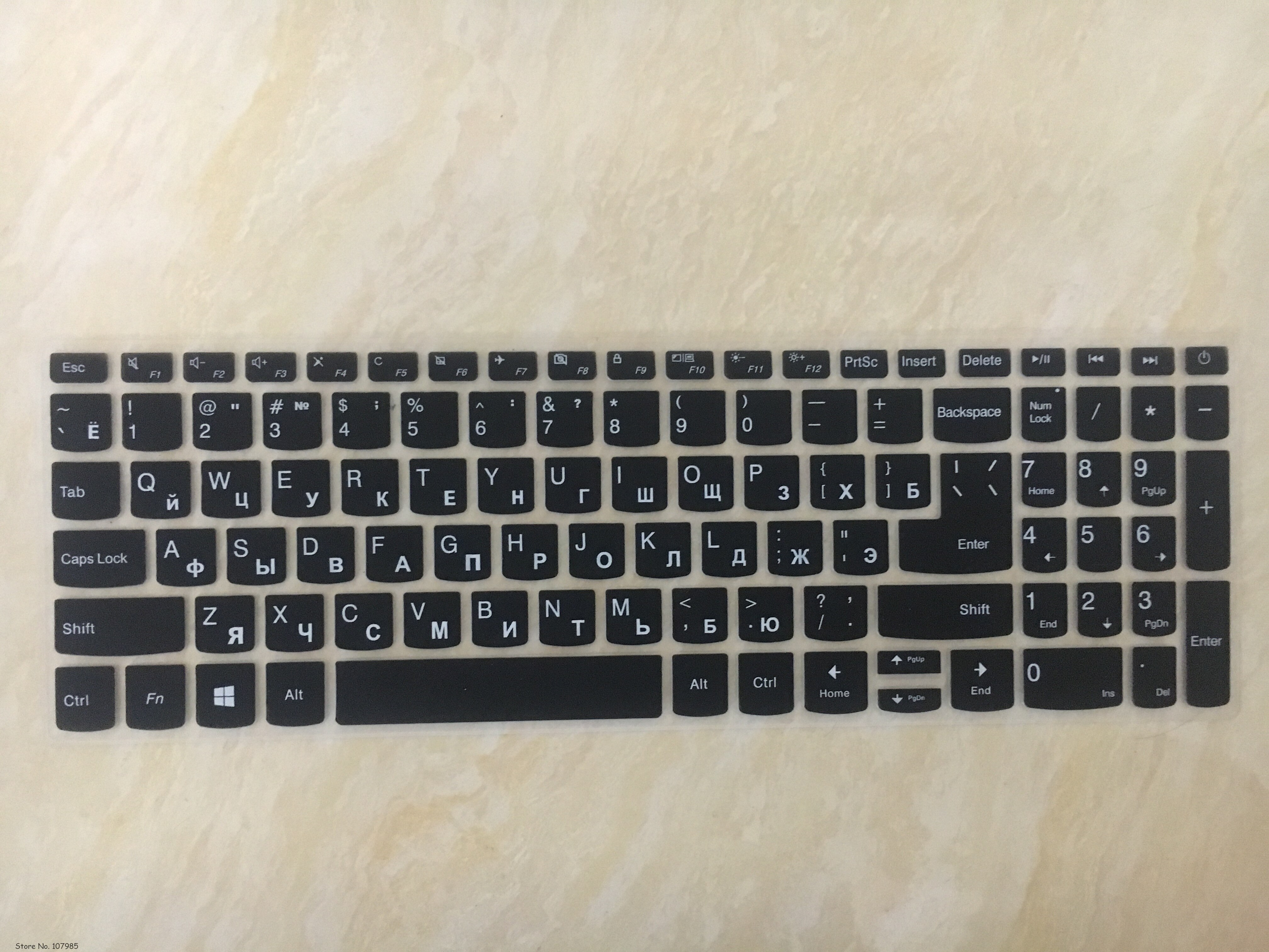 Russian Silicone Laptop Keyboard Protector Cover For Lenovo IdeaPad 15.6" 320 330 330s 340s 520 130 S145 L340 S340 15IWL 15API: Russian Black