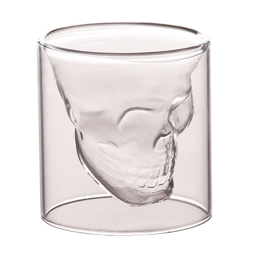 25-250ml hodeskalle kopp dobbel gjennomsiktig krystall te kopp whisky vodka champagne vinglass melk gjenbrukbare verktøy bar tilbehør