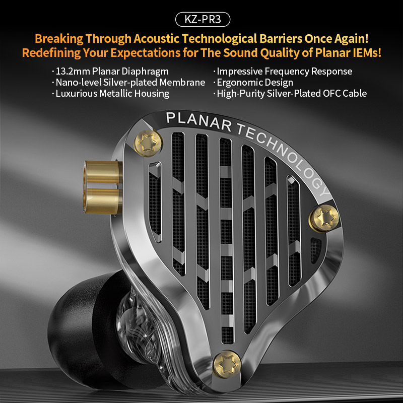 KZ PR3 w uchu 13.2MM planarny sterownik słuchawki przewodowe słuchawki muzyczne HiFi monitor basowy słuchawki douszne sportowy zestaw słuchawkowy