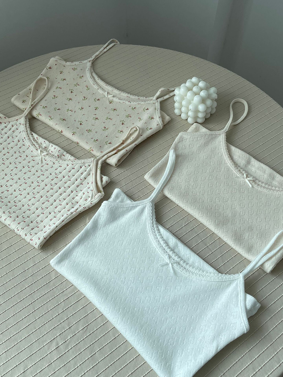 Tops cortos de algodón con lazo y ojales florales para mujer, Top sin mangas ajustado con adornos de encaje, camisola dulce de estilo Preppy, ropa Y2k