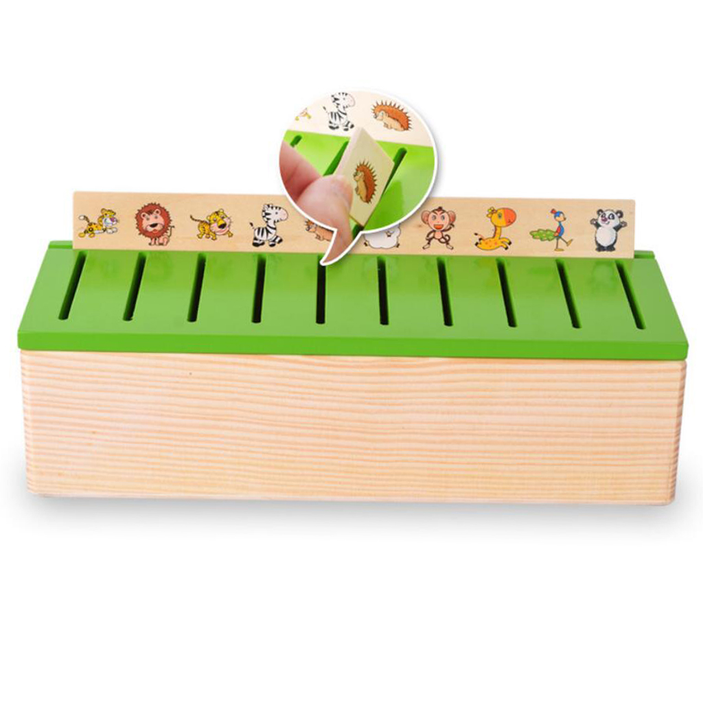 Caja clasificadora de madera con tapa clasificadora-8 categorías en Total 80 objetos juguetes para bebés