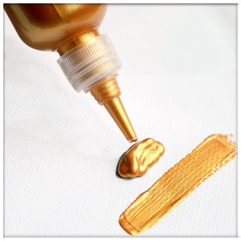 60ml Golden Acrylic Paint Metallic Acrylic Paint Wall Paint Foguang Waterproof Liquid Hand-painted Pigment Needle Bottle: Gold