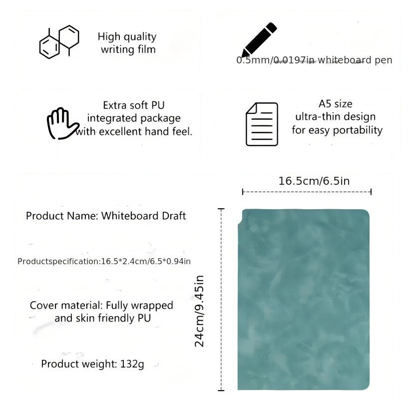 1-delige herbruikbare whiteboard-notitieboekjesset met whiteboard-pen Wisdoek Lederen memoblok Wekelijkse planner Draagbaar stijlvol kantoor