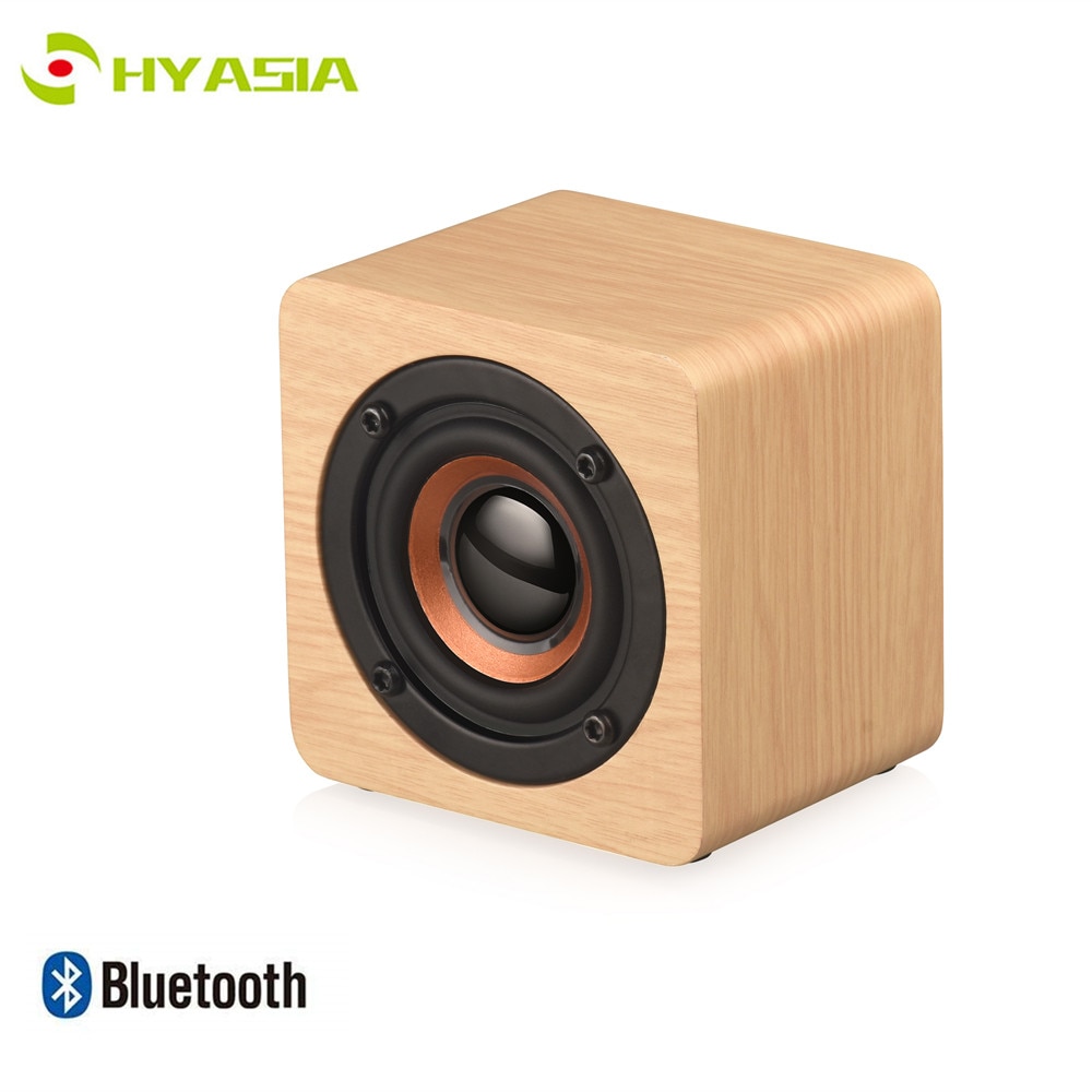 HYASIA Portable Mini Speaker Bluetooth4.2 Wireless Speaker Wooden Outdoor Subwoofer Bass SoundBox Music for Smartphone Tablet PC