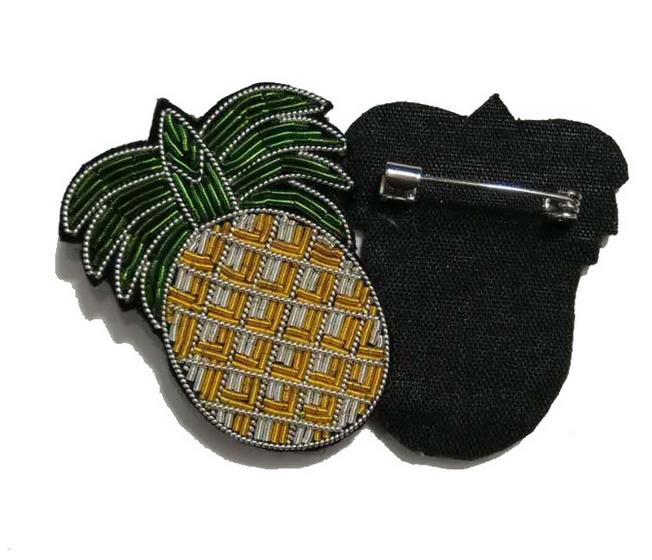 Ananas silke broderet patch broche 3d applikations lapper vintage beaded badge stof patch tøj dekoration