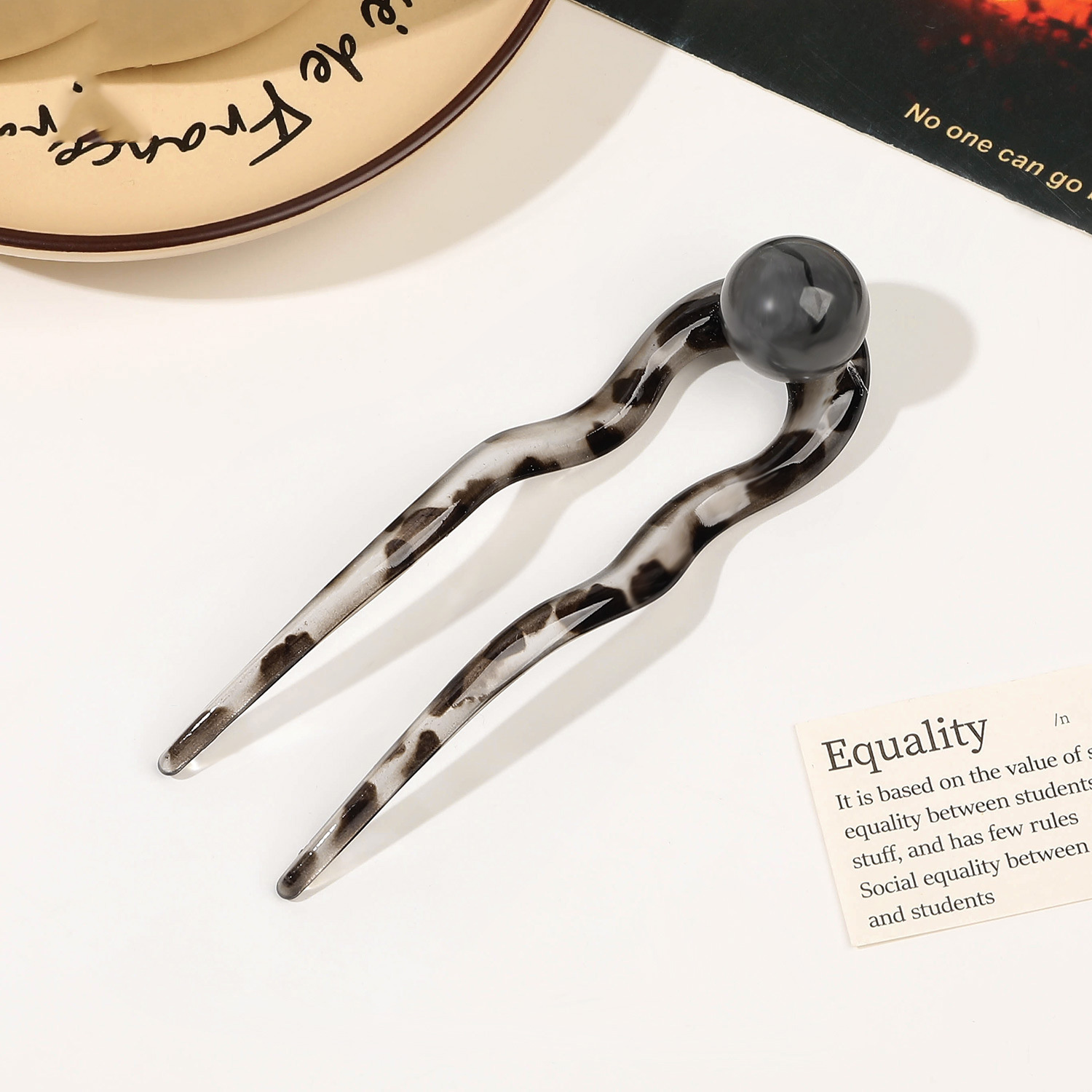 Palillos para el cabello con perlas en forma de U, horquilla femenina con cabeza de albóndiga, pinzas para el moño, horquilla china, accesorios para el cabello de estilo: YELLOW