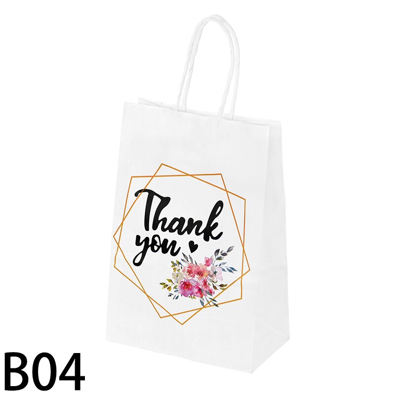 10Pcs 21*8*15Cm Wit Dank U Bag Verpakking Zak Hoge Materiaal Draagbare papieren Zak Bruiloft Decor Supplies: B04-10pcs