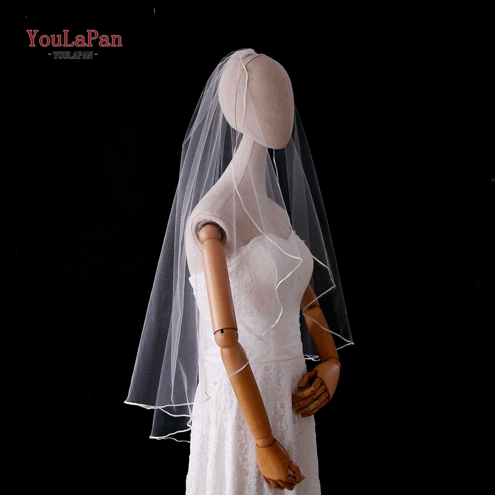 Youlapan V21 Elegante Korte Wedding Veils Een Layer Bridal Veils Met Combe Wit Ivoor Veil Voor Bruiloft Partij Tule Sluier