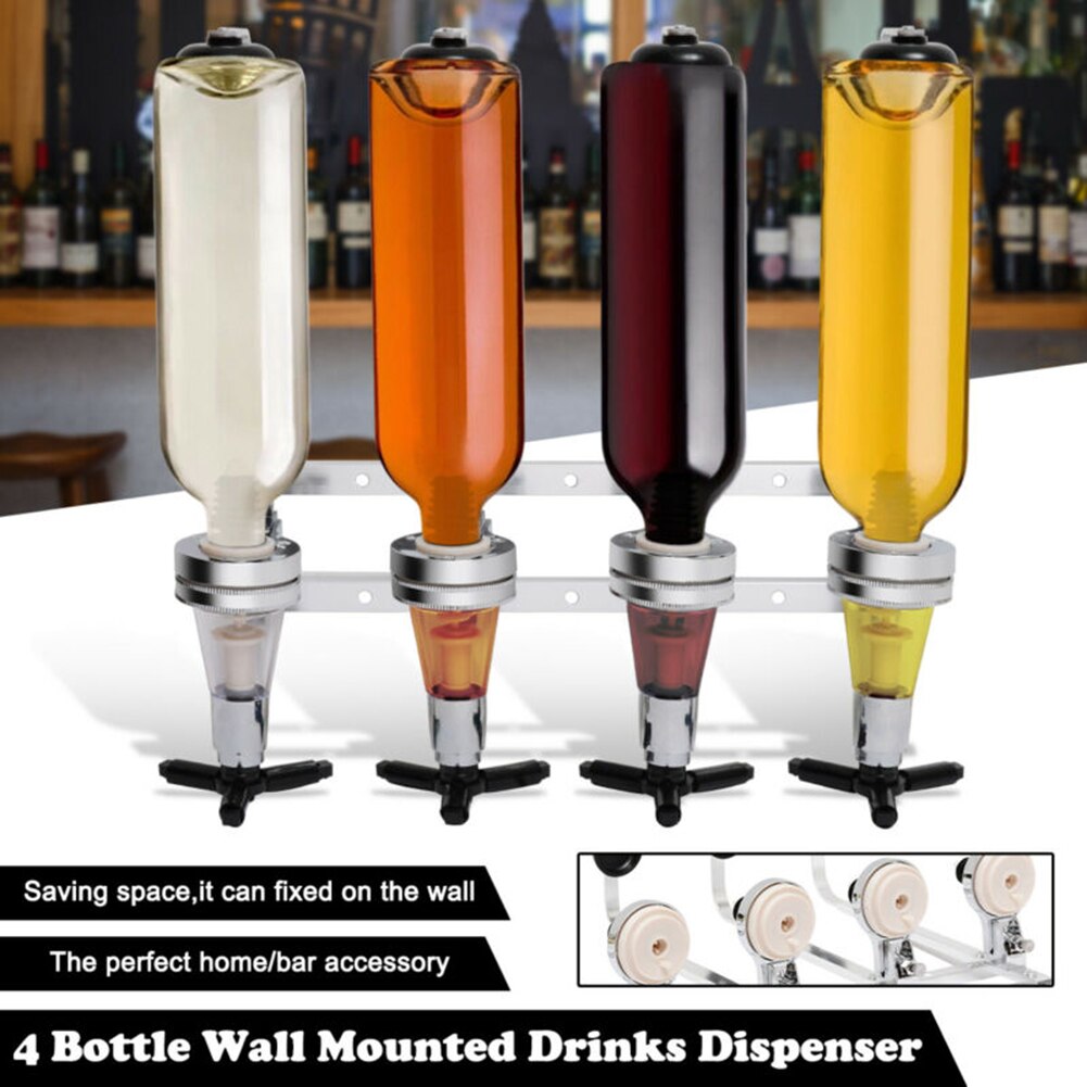 4 flaske stativ optikk veggmontert vin dispenser sprit drikke holder bar butler drikke dispenser bar tilbehør