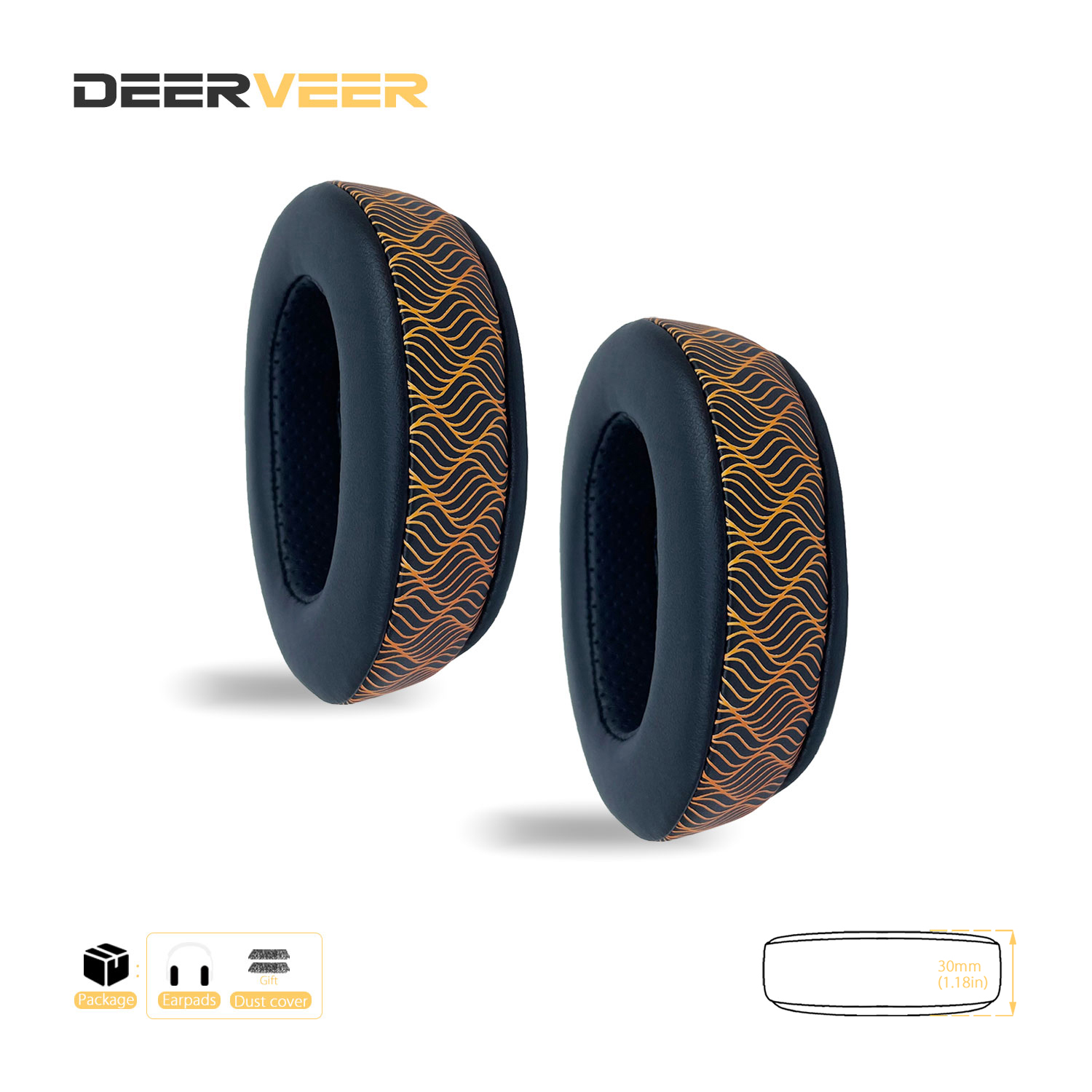 DEERVEER – oreillettes de remplacement pour écouteurs Roccat ElO 7.1 AIR, ELO 7.1 USB, ELO X stéréo, coussinets en mousse à mémoire de forme épais: 1Leather color