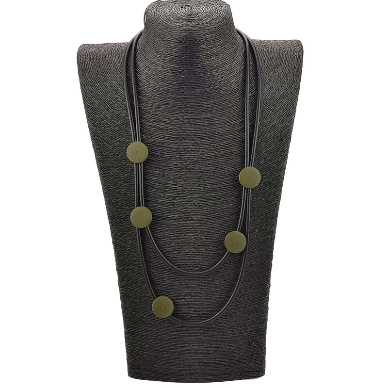 UKEBAY-collar de oro Color de madera para mujer, collares ajustados para mujer, joyería Simple hecha a mano, collares de lujo góticos que combinan con cadenas para suéter: green