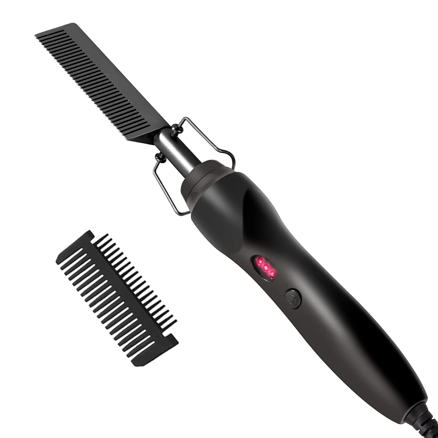 Lisseur de cheveux 2 en 1, peigne chauffant électrique, Styler de presse en céramique à haute chaleur pour cheveux américains et africains: Black / EU