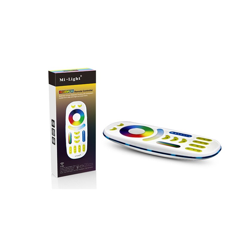 Miboxer DMX512 E27 9W RGB + CCT bombilla LED; DMX 512 transmisor LED; 2,4 GHz 4 zonas RGB + CCT remoto inalámbrico