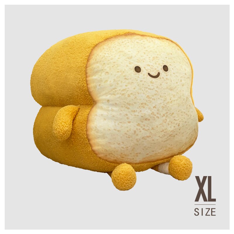 Emotional Bread Toast Plush Pillow Happy Angry Cartoon with Legs S-XL Snack Decor Food Pillow: 40cm Light Brown XL