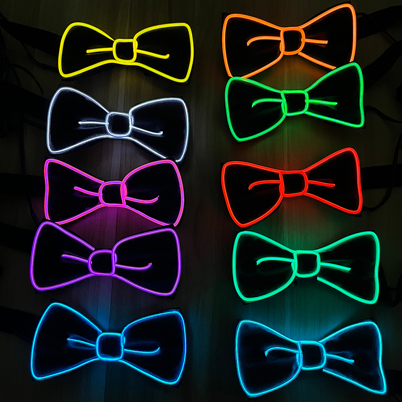 Fluorescerande led-fluga som lyser upp gentleman slipsbar klubb rekvisita neonglödande dans maskerad herrfluga kostym