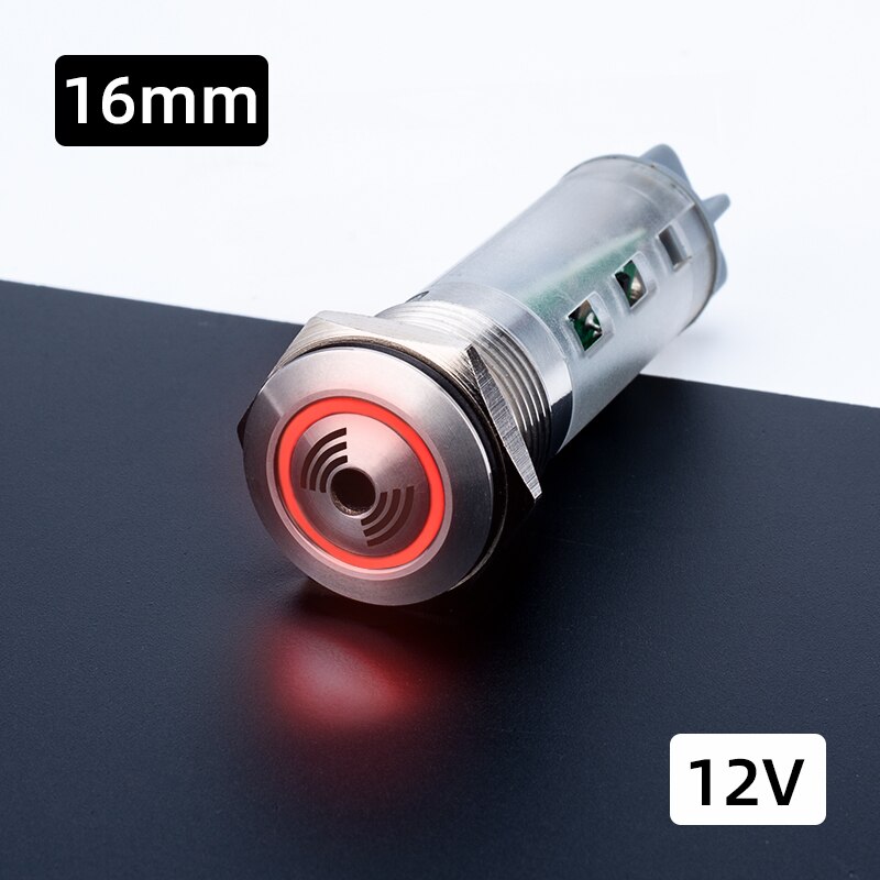 Sound and Light Metal Buzzer 12V 24V 220V 16mm 19mm 22mm Metal Buzzer 70 Decibel Metal Indicator Light with Buzzer: 16mm 12V