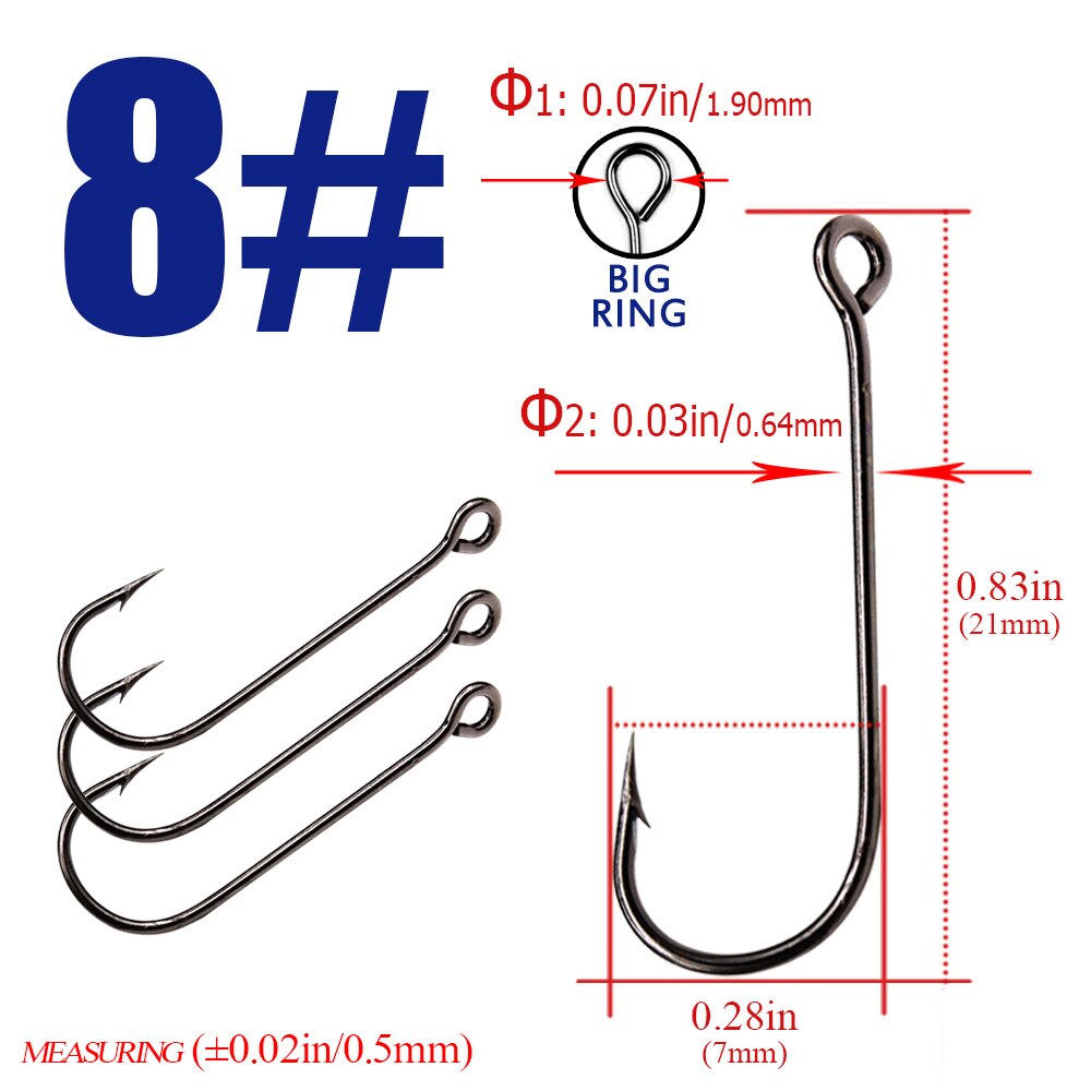 10pcs / 30pcs fishing hooks with big eyes Fish Round Bent Joint Hook gamakatsu: size8 / 10pcs