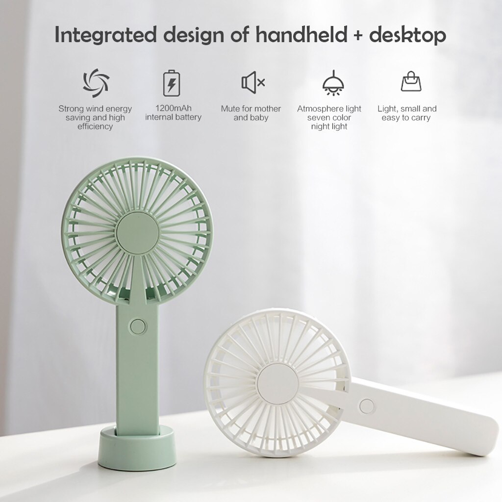 Summer Home Fan Office Outdoor Desktop LED Handheld Charging USB Charging Portable Multi-function Mini Fan Summer Cool